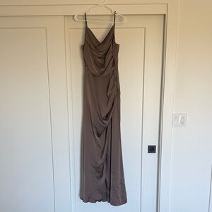 Birdy Grey Mocha Satin Bridesmaid Gown